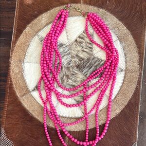 Vibrant Pink Beaded Necklace Jewelry